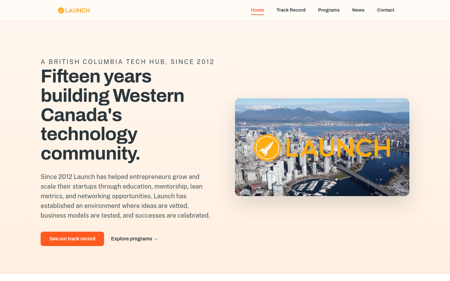 Launch Academy homepage: fifteen years building Western Canada’s technology community
